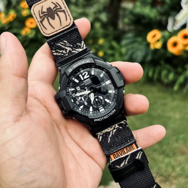ga1100-dv01-alpine-black-01 Alpine Black DAVILANE MOLLE Nylon watch band installed on G-Shock GA-1000 / GA-1100 Gravity Master