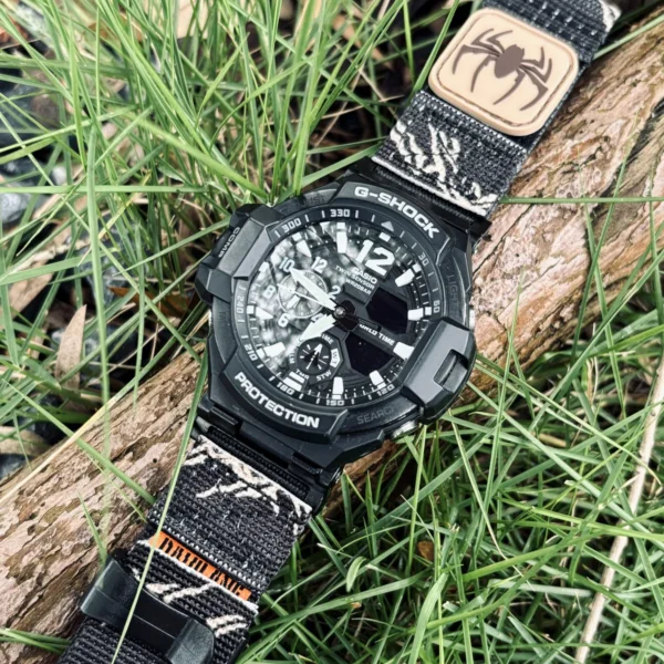 ga1100-dv01-alpine-black-03 Alpine Black DAVILANE MOLLE Nylon watch band installed on G-Shock GA-1000 / GA-1100 Gravity Master