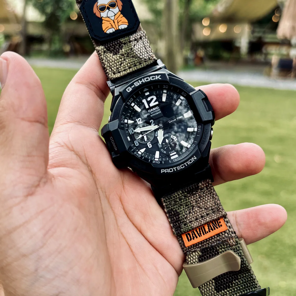 Camo Green MOLLE Nylon Watch Band for G-Shock GA-1000 / GA-1100 Gravity Master