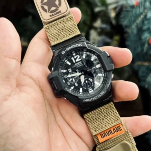 ga1100-dv01-coyote-01 Coyote DAVILANE MOLLE Nylon watch band installed on G-Shock GA-1000 / GA-1100 Gravity Master