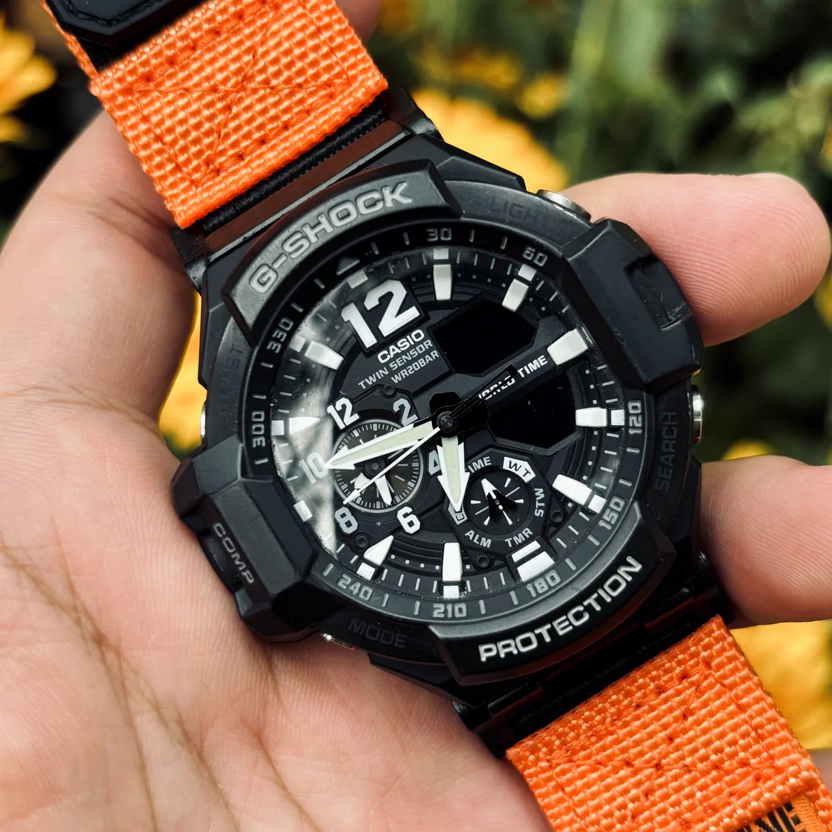 Orange MOLLE Nylon on G-Shock GA-1000 / GA-1100 Gravity Master