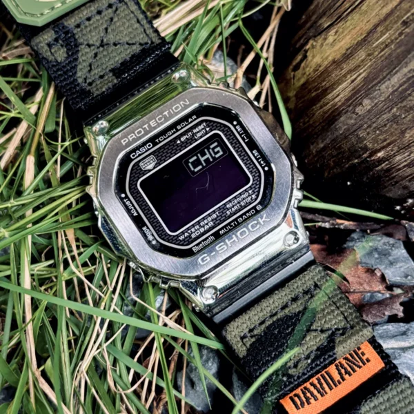 gmw-b5000-dv01-camo-black-08 Camo Black DAVILANE MOLLE Nylon watch band installed on G-Shock GMW-B5000