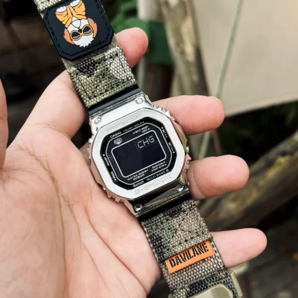 gmw-b5000-dv01-camo-green-03 Camo Green DAVILANE MOLLE Nylon watch band installed on G-Shock GMW-B5000