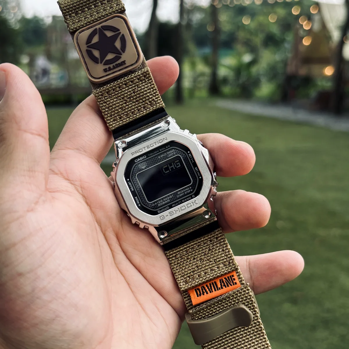 Coyote MOLLE Nylon outdoor setup proof on G-Shock GMW-B5000