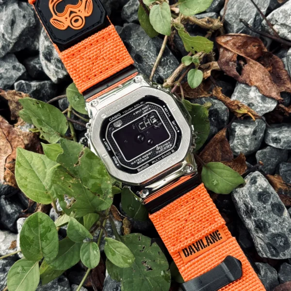 gmw-b5000-dv01-orange-10 Orange DAVILANE MOLLE Nylon watch band installed on G-Shock GMW-B5000