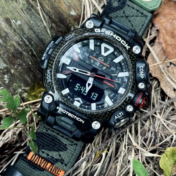 gr-b200-dv01-camo-black-03 Camo Black DAVILANE MOLLE Nylon watch band installed on G-Shock GR-B200