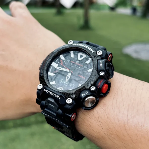 gr-b200-dv01-camo-black-04 Camo Black DAVILANE MOLLE Nylon watch band installed on G-Shock GR-B200