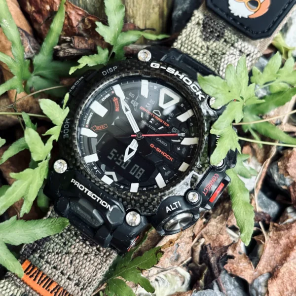 gr-b200-dv01-camo-green-05 Camo Green DAVILANE MOLLE Nylon watch band installed on G-Shock GR-B200