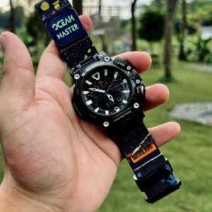 gr-b200-dv01-neon-blue-01 Neon Blue DAVILANE MOLLE Nylon watch band installed on G-Shock GR-B200