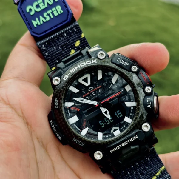 gr-b200-dv01-neon-blue-02 Neon Blue DAVILANE MOLLE Nylon watch band installed on G-Shock GR-B200