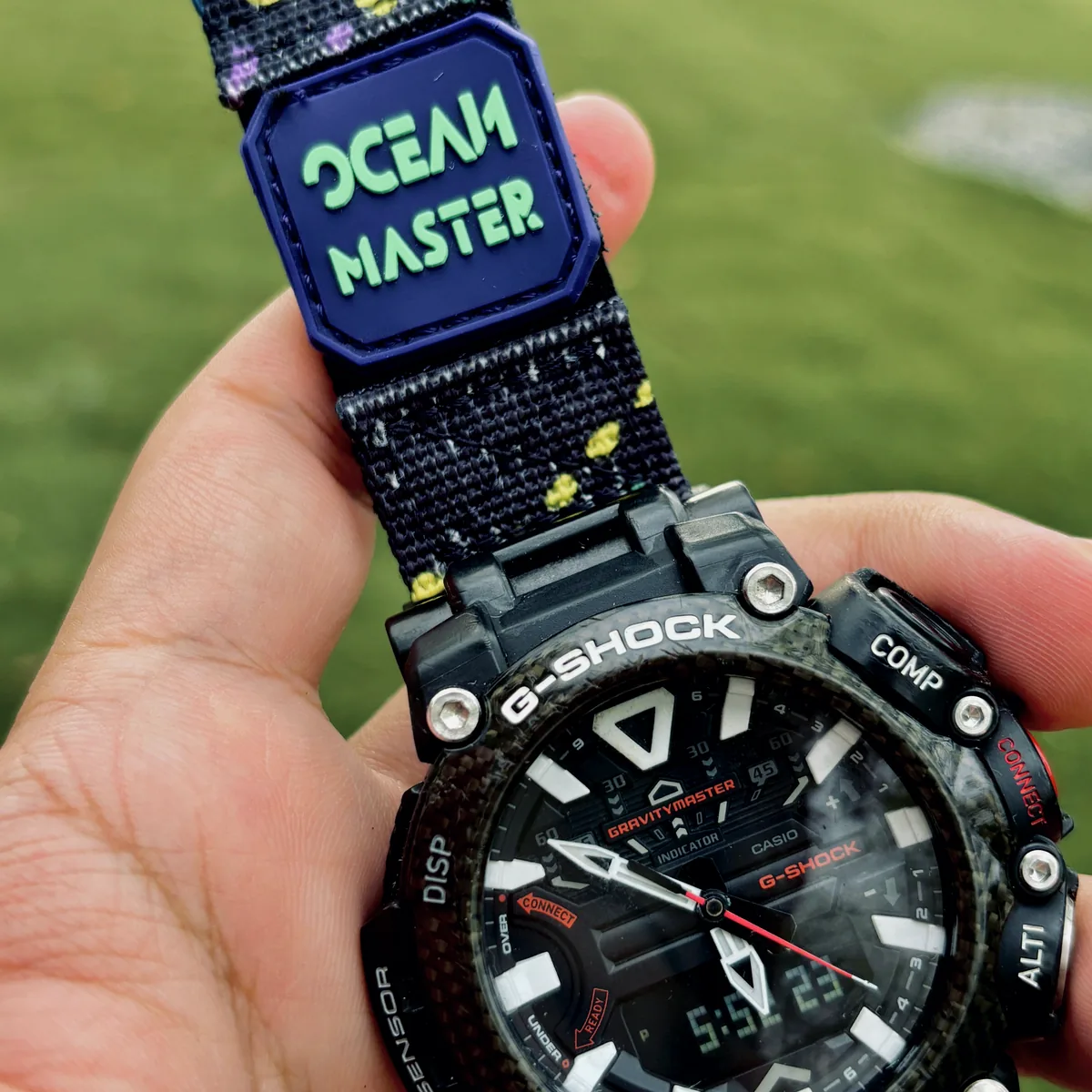 Neon Blue MOLLE Nylon on G-Shock GR-B200