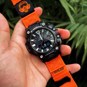 gr-b200-dv01-orange-01 Orange DAVILANE MOLLE Nylon watch band installed on G-Shock GR-B200