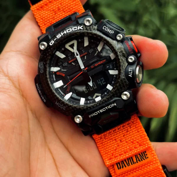 gr-b200-dv01-orange-02 Orange DAVILANE MOLLE Nylon watch band installed on G-Shock GR-B200
