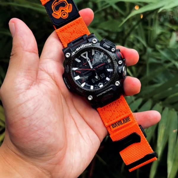 gr-b200-dv01-orange-03 Orange DAVILANE MOLLE Nylon watch band installed on G-Shock GR-B200