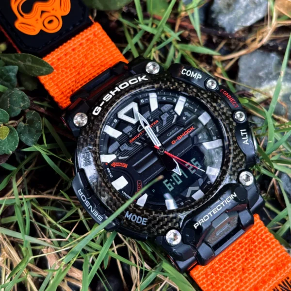 gr-b200-dv01-orange-06 Orange DAVILANE MOLLE Nylon watch band installed on G-Shock GR-B200